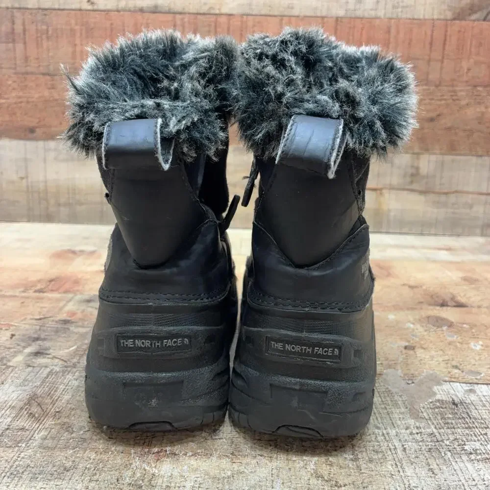The North Face Snow Boots Girls Size 4 36 Black Waterproof Faux Fur Heatseeker